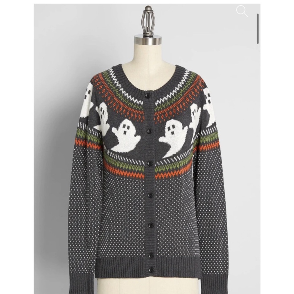 Modcloth Fair Aisle Ghost Pattern Women's Sweater XL
